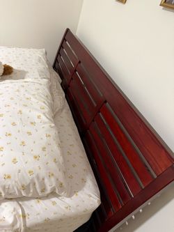 Queen bed frame - rose/cherry wood color