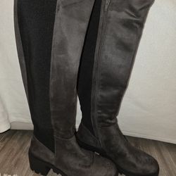 NWT JustFab Ayden Tall Stylish Gray W/black Women's Boots Sz 9, Never Worn
