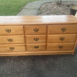 Dresser, Oak, 9 Drawers, Good Condition, Delivery