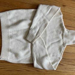 PEPCO High-neck White Knitted Sweater | 120 cm | Suitable for 5-7 years old | College style / Retro design  • Brand: PEPCO • Size: 120/80 (Suitable fo