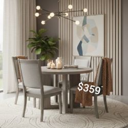 Beautiful! Modern 5- Pc Dining Table Set Light Gray 