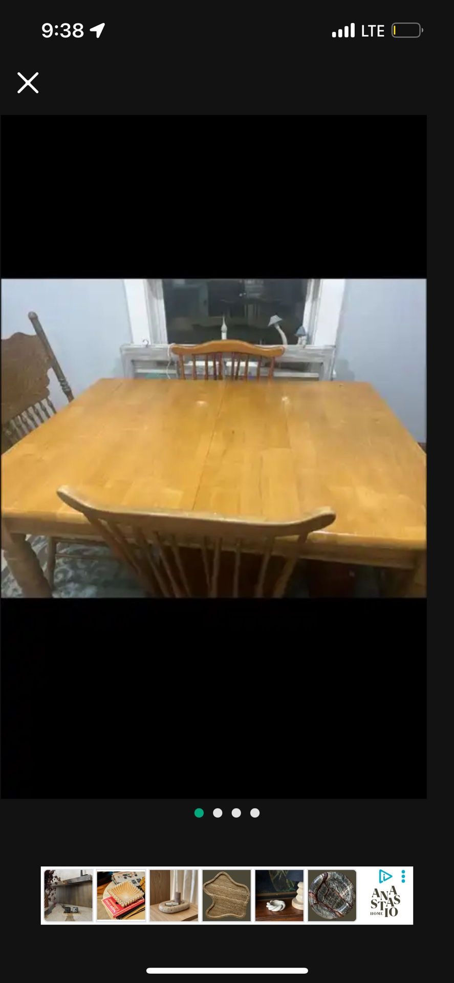 Wooden Table w/ Leaf and 2 Chairs