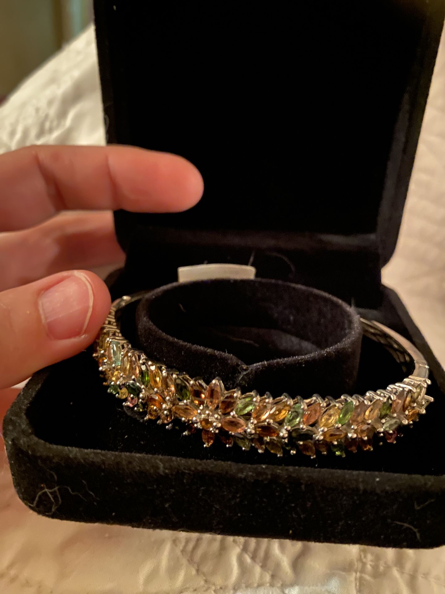 Multi-Tourmaline Bangle Bracelet - 7.25” - new! in Platinum Over Sterling Silver