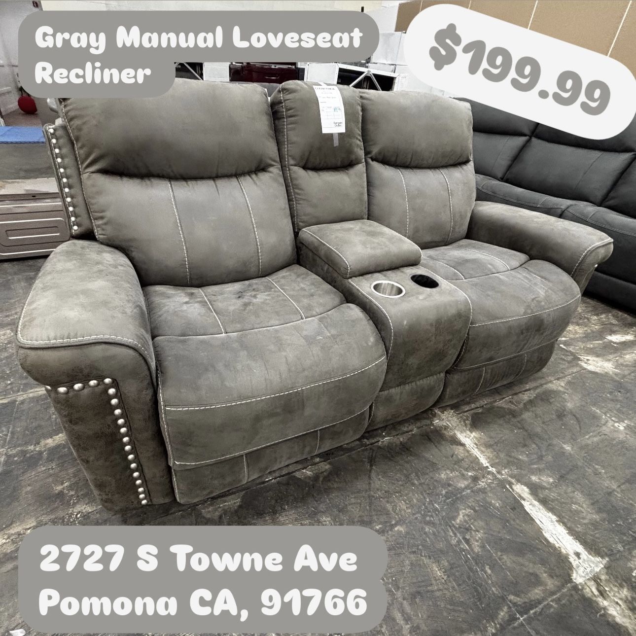 Gray Manual Loveseat Recliner