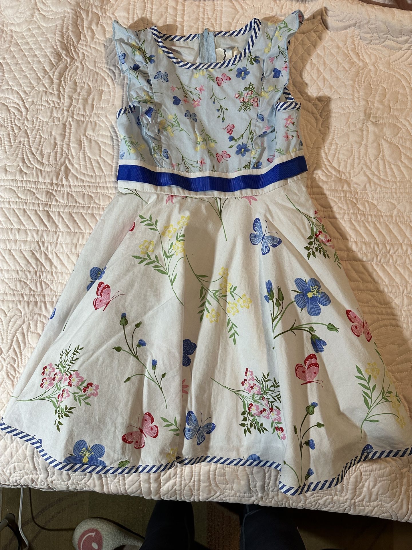 Rare Editions Navy Floral Poplin A-Line Dress Toddler girl size 6 