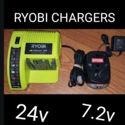 7.2 volt & 24 volt RYOBI battery Chargers Sold Separately 