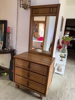 Vintage Wood Dresser with Mirror