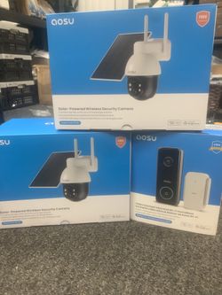 Aosu Solar Camera Wireless Outdoor Camera 2 Pack+ Video Doorbell 