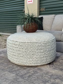 Modern Round Cream Ottoman & Footstool