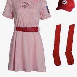 Womens Baseball League Dottie Costume Jersey Dress Uniform Set