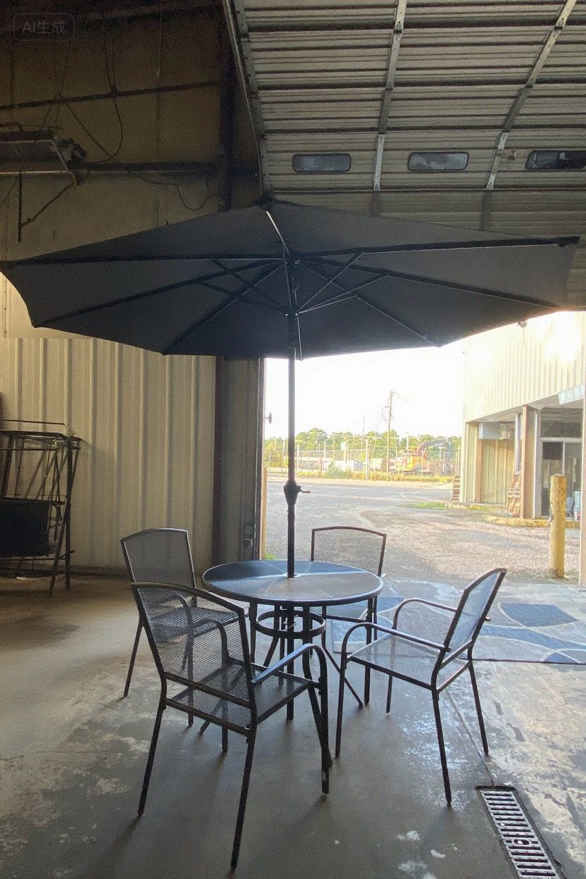 Brand New 6-Piece Patio Metal Dining Set with Umbrella – $199  Upgrade your outdoor space with this elegant 6-piece patio dining set – perfect for fam