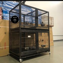 Double Stacked Dog Pet Cage Kennel Size 43 With Divider And Feeding Bowls New In Box 📦 