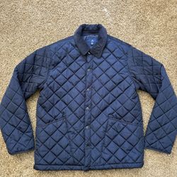 George Quilted Blue Jacket Cordurnoy Collar Vintage Mens Size Large