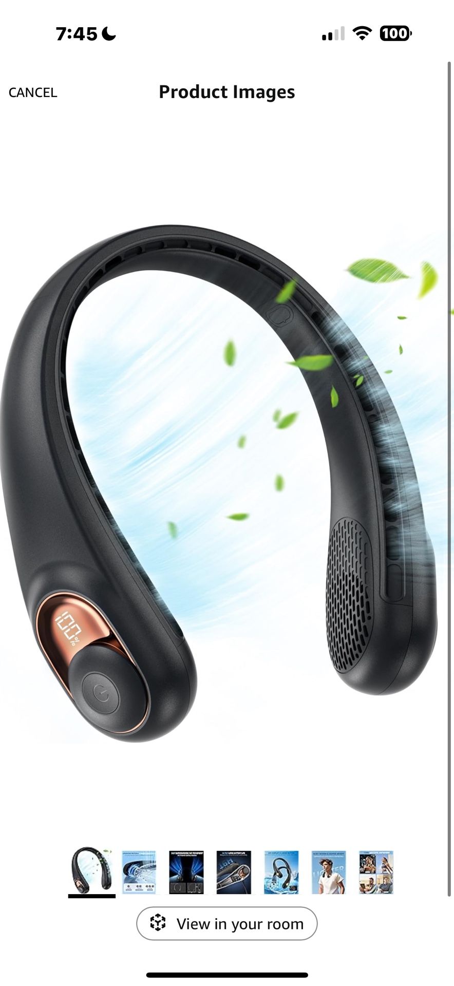 Neck Fan, Bladeless Wearable Hands-Free Portable Fan, 5200mAh Rechargeable, 360° Cooling with 3 Speeds, Ultra-Quiet Personal Fan LED Display, Idea for