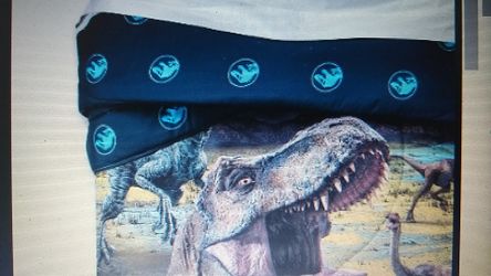 Jurassic World Twin Reversible T - Rex Comforter Blue