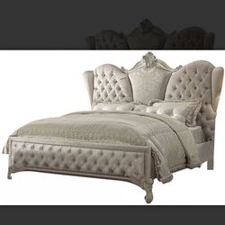 Grey King Size Upholstered Bed
