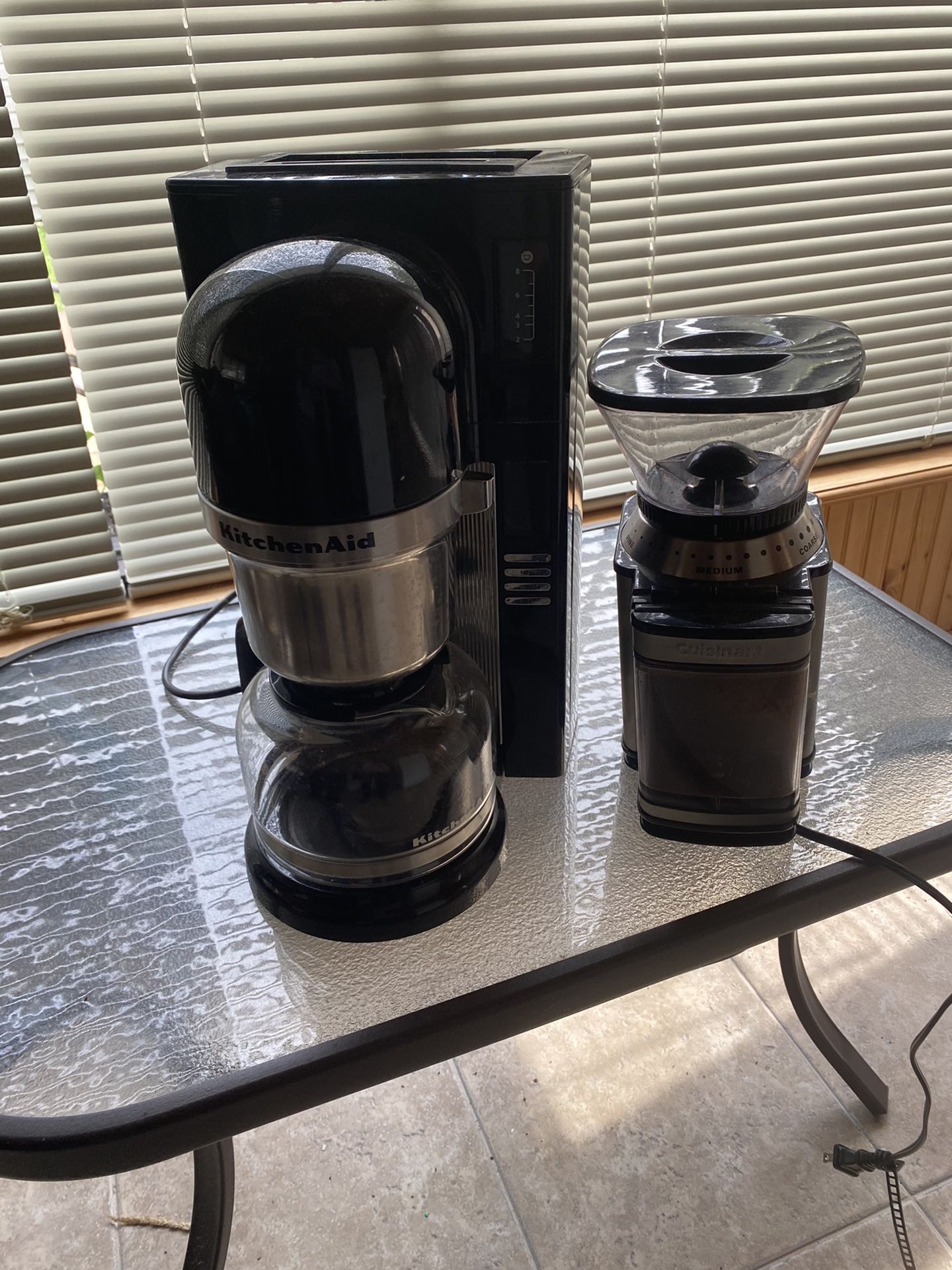 kitchen aid coffee maker and coffee grinder