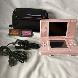 Nintendo DS Original NTR-001 Console with Car Charger - Pink - Tested Works