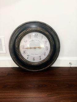 Large Vintage-Style Black & Gold Wall Clock