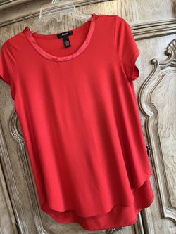 ALFANI - New Women’s Poppy Red Top w/Hi-Lo Hem, Org, $34.50 from Macy’s