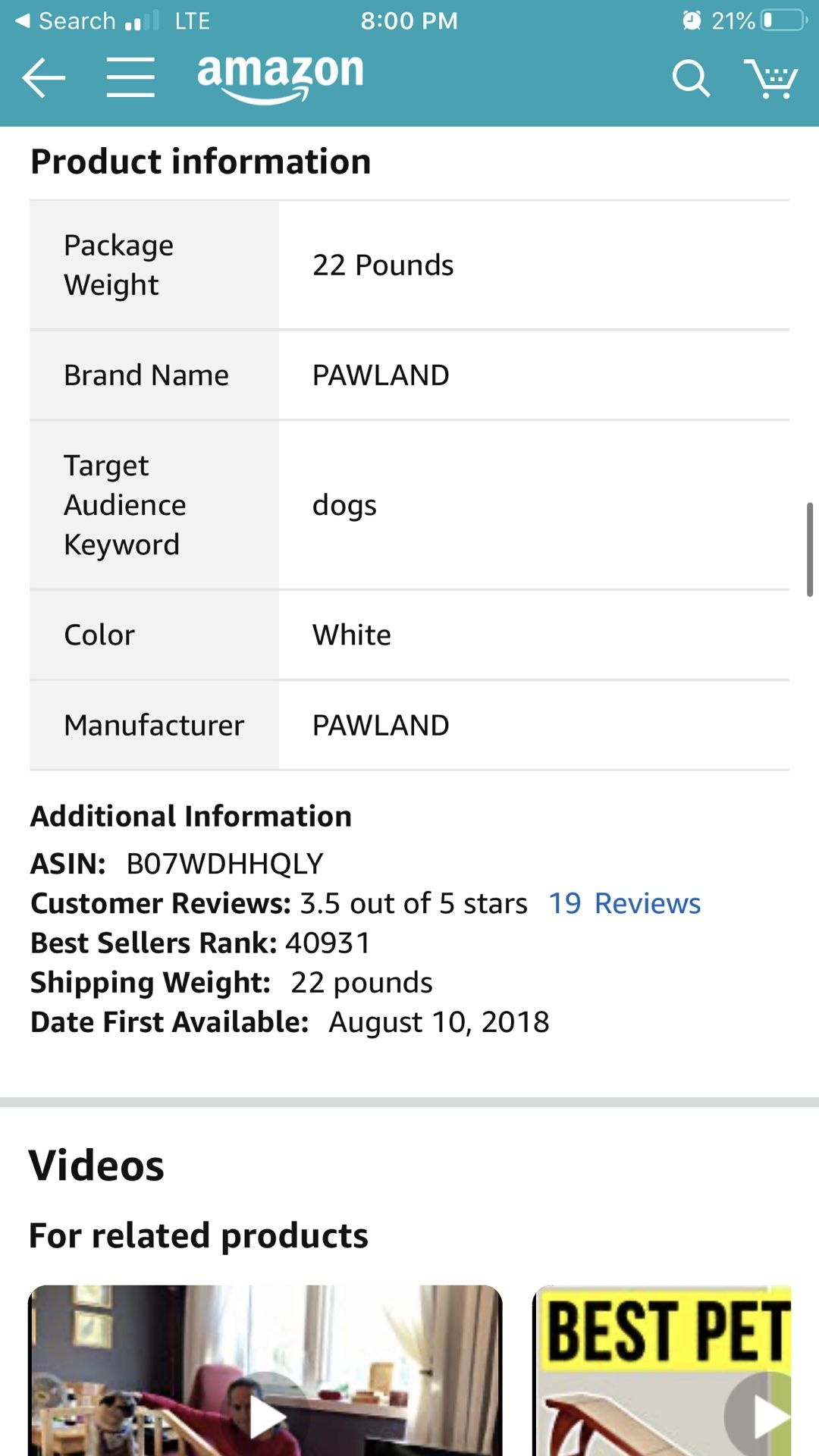 PAWLAND 2in1 Portable Folding Pet Stairs for Dogs, Cats, high beds