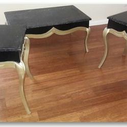 3 pieces Traditional Coffee Table Set With Marble TOP ( Gold & Black)