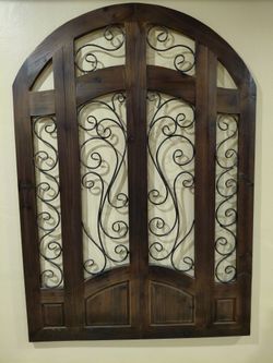 4 Arched Wood and Wrought Iron Wall Decor