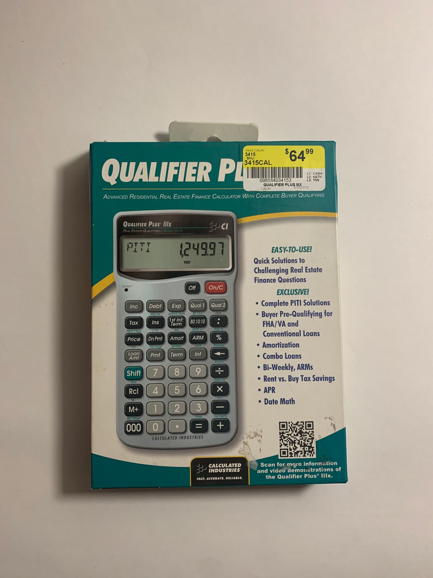 Calculated Industries Qualifier Plus IIIx 3415 Financial Calculator