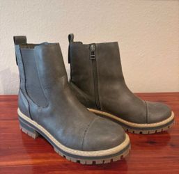 Gray/black Leather Chelsea Ankle Boots
