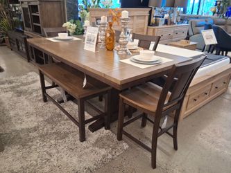 6PC Wood, Drop leaf extension Dining Set