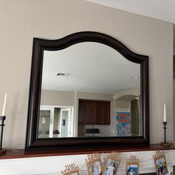 ARCHED WOODEN MIRROR