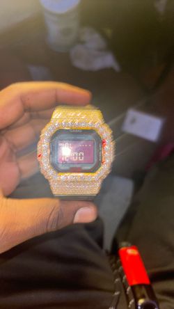 Gold Plated Moissanite Gshock Watch