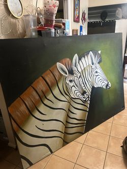 Oversized Colorful Zebra Painting