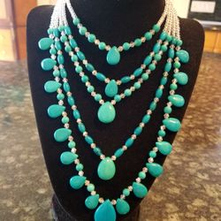 5 tier Turquoise color necklace