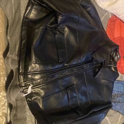 Guess leather jacket crop