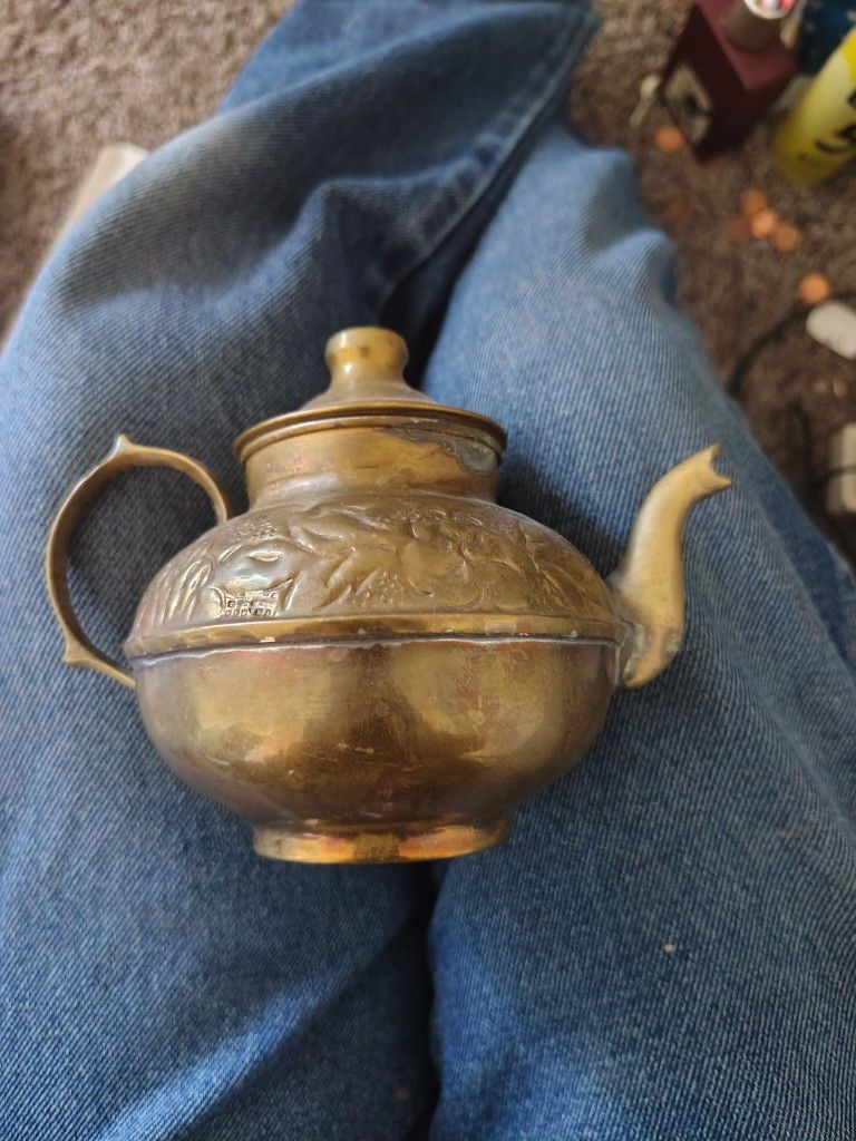 Coffee And Teapot Silver And Brass