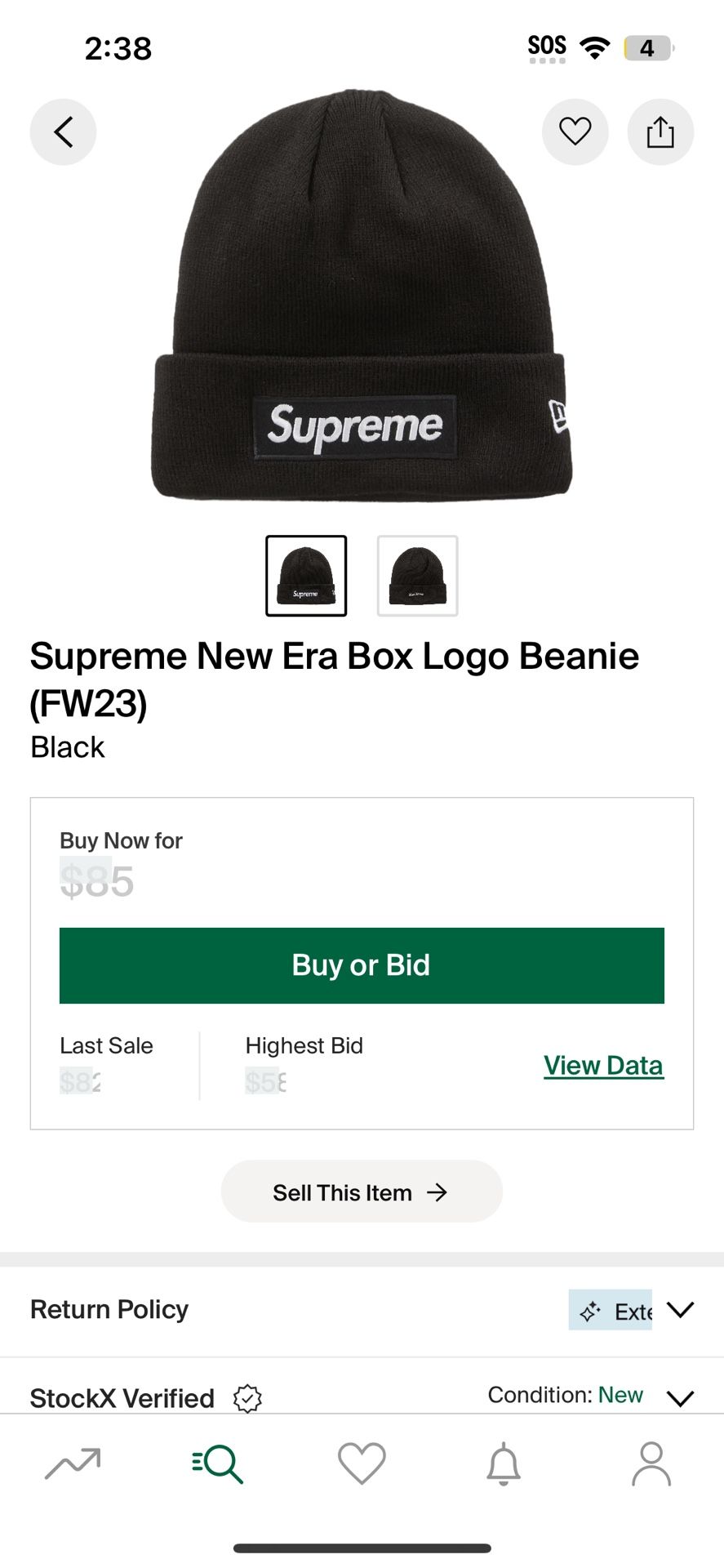Black Supreme Box Logo Beanie