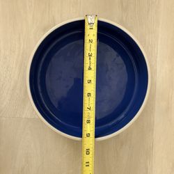 LARGE Blue Ceramic Dog Food, And Water Bowl