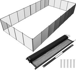 4×12FT, 350GMS Teslin Mesh Pool Safety Fence, Stainless Steel Feet, Triple Stitching Craftsmanship, Protecting Children and Pets, Black