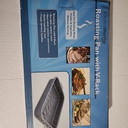 New KitchenWorthy Roasting Pan With V-Rack And Handles