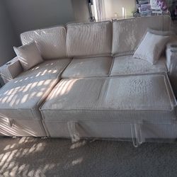 2pcs Sectional sofa w/storage chaise,pulloutbed,cupholders & Usb connection