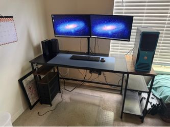 Desktop Dell Precision + 4× 24” Monitors + Quad Stand + Desk – Complete Setup