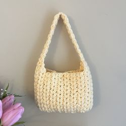 Crochet Heart Puff Mini Bag - Handmade Crochet Shoulder Bag - Mini Purse 
