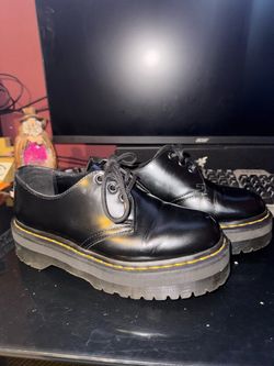 Dr. Martens Black Leather Platform Oxford Shoes