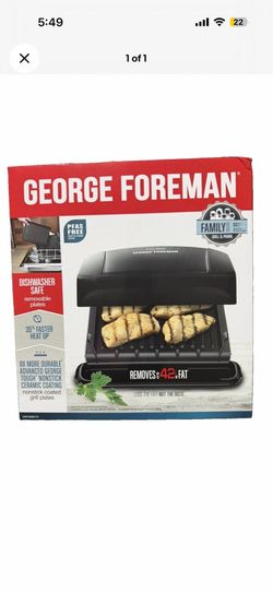 Family Size George Foreman 4-Serving Grill & Panini Removable Plates Black New