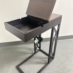 Side Table/ C Table with Charging , Device Stand, and Storage Functions