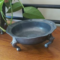 Vtg- Elegant Pewter Metal Footed Bowl