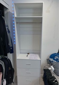 Freestanding 2FT Closet System with 3 Drawers,Wood Closet Organizer