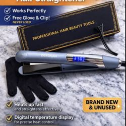 Brand New Deukgaa Professional Hair Straightener Digital Heat Flat Iron w/ Glove & Clip