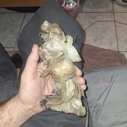 Vintage Stone Laughing Buddha Statue – Solid Jade, Hand-Carved